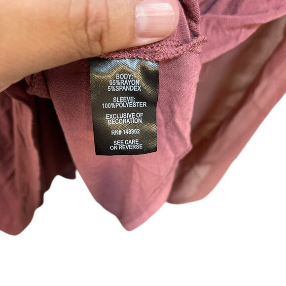 Torrid Babydoll Fabric Mix Super Soft Balloon Chiffon Sleeve Top Mauve Pink 4X - Picture 5 of 11